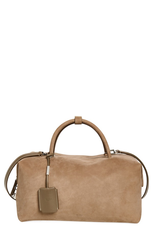 マックスマーラ レディース バッグ スエード Max Mara Bowler Suede Satchel TURTLEDOVE|ReVida 店