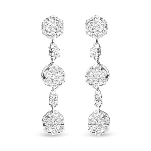 ハウスオブブリリアンス レディース アクセサリー ピアス・イヤリング フラワー柄 フラワー Haus of Brilliance 14K White Gold 2.00 Cttw Diamond Composite Cluster Floral Drop Earrings White ホワイト|ReVida 店