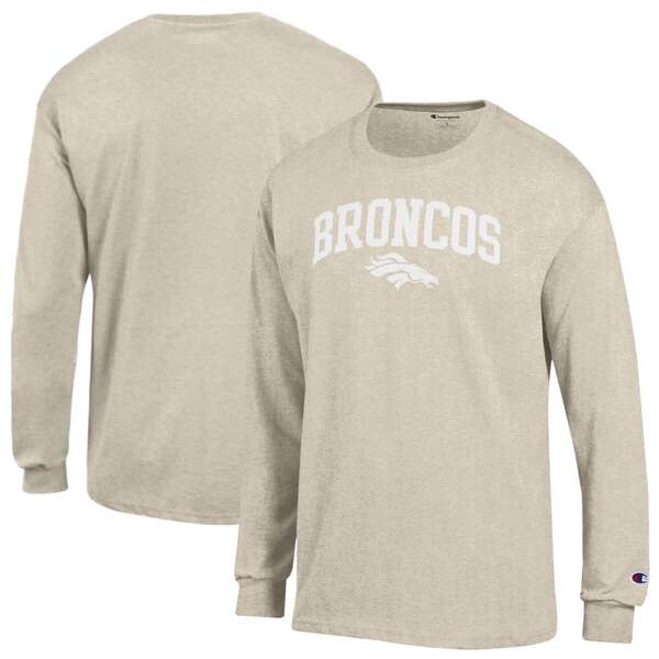 チャンピオン メンズ トップス Tシャツ ジャージー Men's Champion Heather Oatmeal Denver Broncos White Ink Jersey Long Sleeve T-Shirt Oatmeal オートミール|ReVida 店