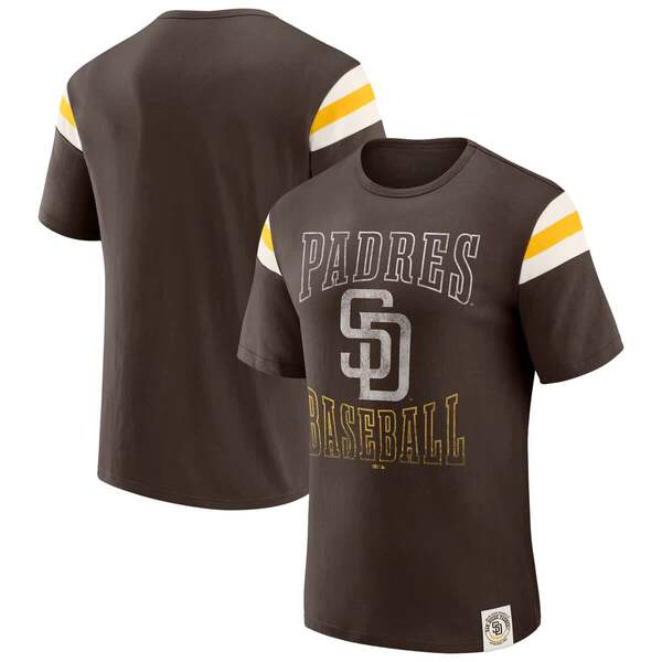 ダリウス・ラッカー コレクション バイ ファナティクス メンズ トップス Tシャツ Men's Darius Rucker Collection by Fanatics Brown San Diego Padres Distressed Sleeve Stripe T-Shirt Brown ブラウン｜ReVida 店 9,786円