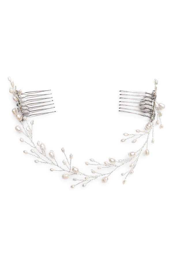 ブライズ & ヘアピンズ レディース アクセサリー Brides & Hairpins Leona Pearl & Crystal Halo Comb SILVER シルバー｜ReVida 店