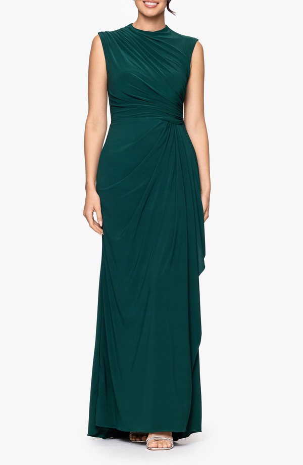 ベッツィアンドアダム レディース トップス ワンピース ギャザー ノースリーブ Betsy & Adam Ruched Sleeveless Gown FOREST フォレスト｜ReVida 店