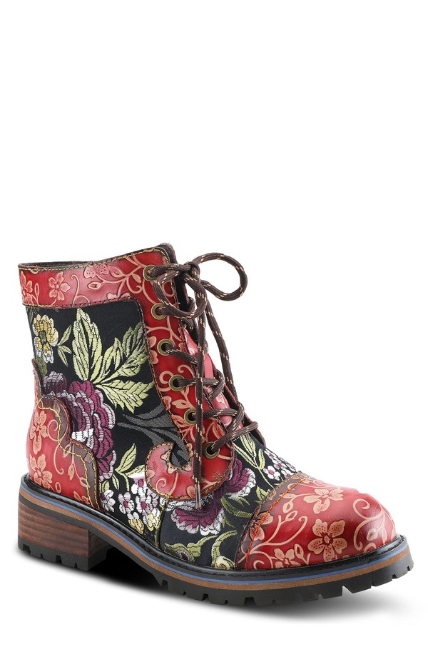スプリングステップ レディース シューズ ブーツ・レインブーツ レース L'Artiste by Spring Step L'Artiste Fantastic Lace-Up Boot Red Multi レッド|ReVida 店