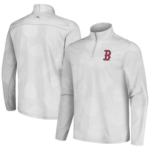 トッミーバハマ メンズ アウター ジャケット・ブルゾン Men Tommy Bahama Gray Boston Red Sox Delray Frond IslandZone Half-Zip Jacket Gray グレー