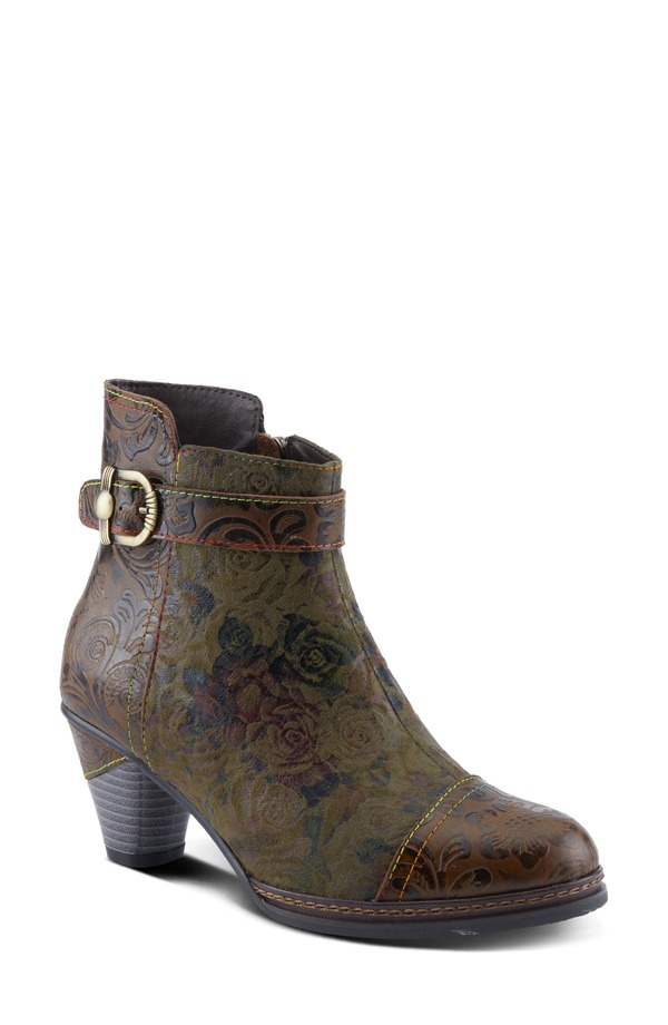 スプリングステップ レディース シューズ ブーツ・レインブーツ L'Artiste by Spring Step Antilles Flower Embossed Olive Green グリーン