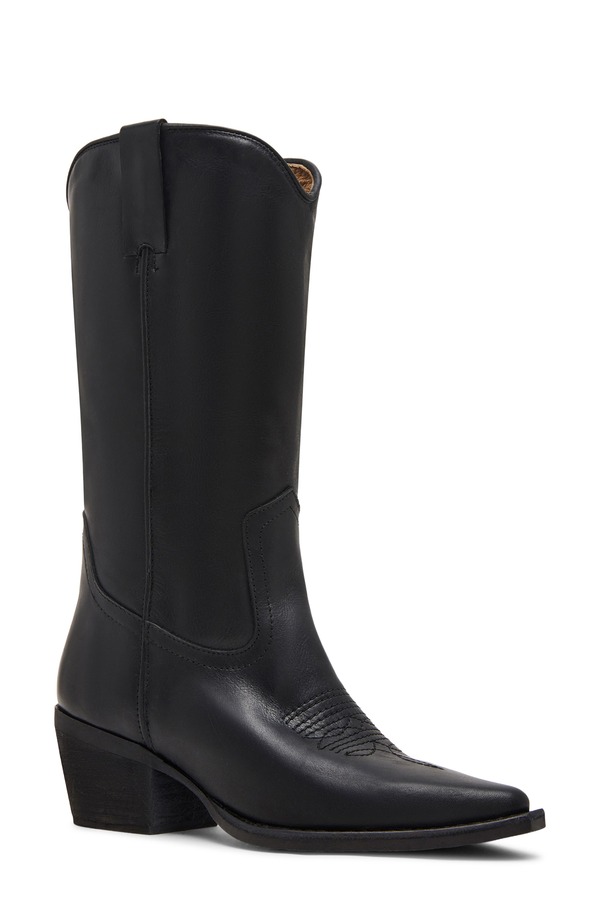 スティーブ マデン レディース シューズ ブーツ・レインブーツ Steve Madden Albany Western Boot Black Leat ブラック