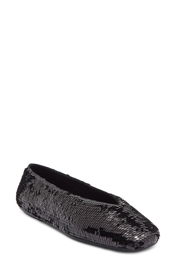ジェフリー キャンベル レディース シューズ パンプスパンコール Jeffrey Campbell Fathom Sequin Square Toe Flat Black 黒いこと