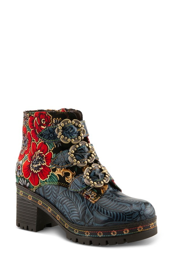 スプリングステップ レディース シューズ ブーツ・レインブーツ L'Artiste by Spring Step Brazza Bootie Navy Multi ネイビー｜ReVida 店
