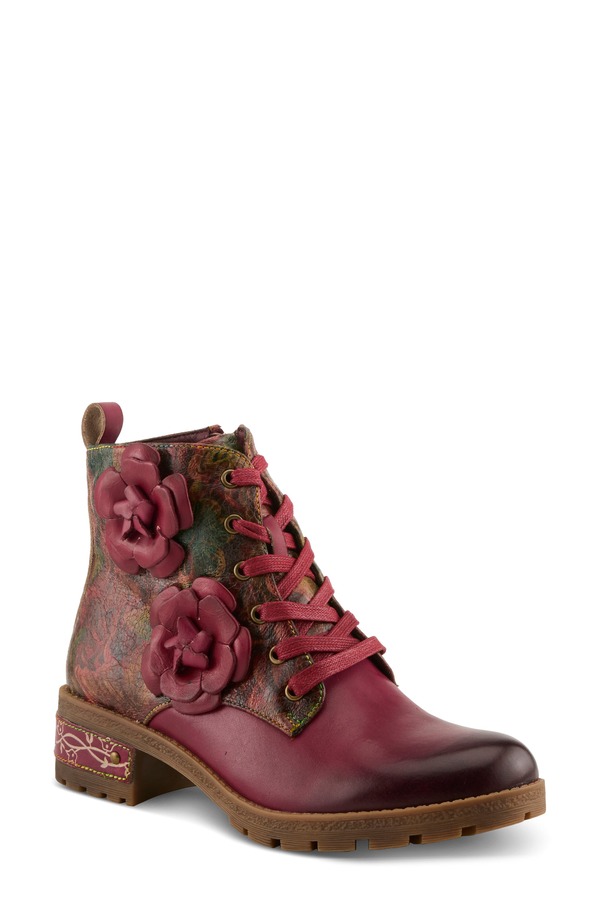 スプリングステップ レディース シューズ ブーツ・レインブーツ L'Artiste by Spring Step Martinela Combat Boot Bordeaux Multi マルチカラー