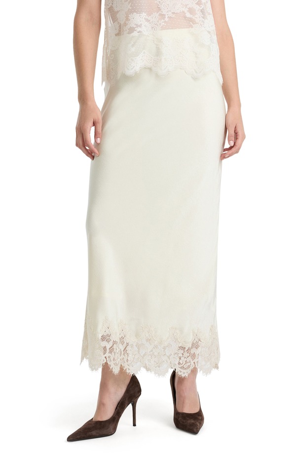 バードット レディース ボトムスカート レーストリム ミディ サテン レース Bardot Elisan Lace Trim Satin Midi Skirt Ivory アイボリー 29,770円