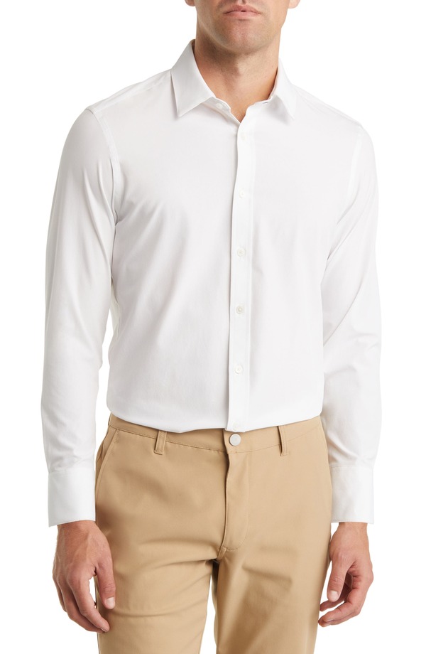 ミズンメイン メンズ トップス シャツ Mizzen+Main Leeward Solid Stretch Performance Button-Up Shirt White Solid ホワイト