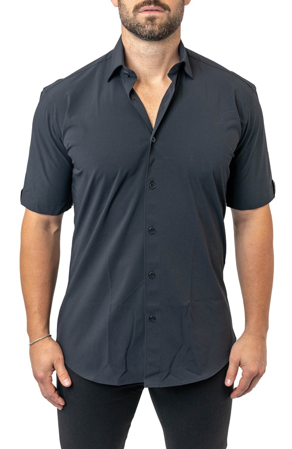 マセオ メンズ トップス シャツ Maceoo Galileo Stretchcore Short Sleeve Performance Button-Up Shirt Black ブラック
