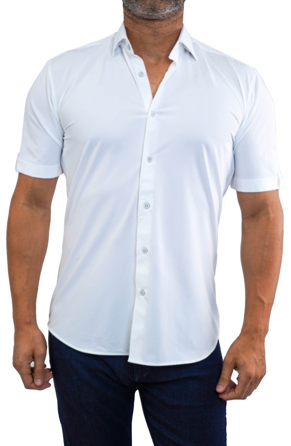 マセオ メンズ トップス シャツ Maceoo Galileo Stretchcore Short Sleeve Performance Button-Up Shirt White ホワイト