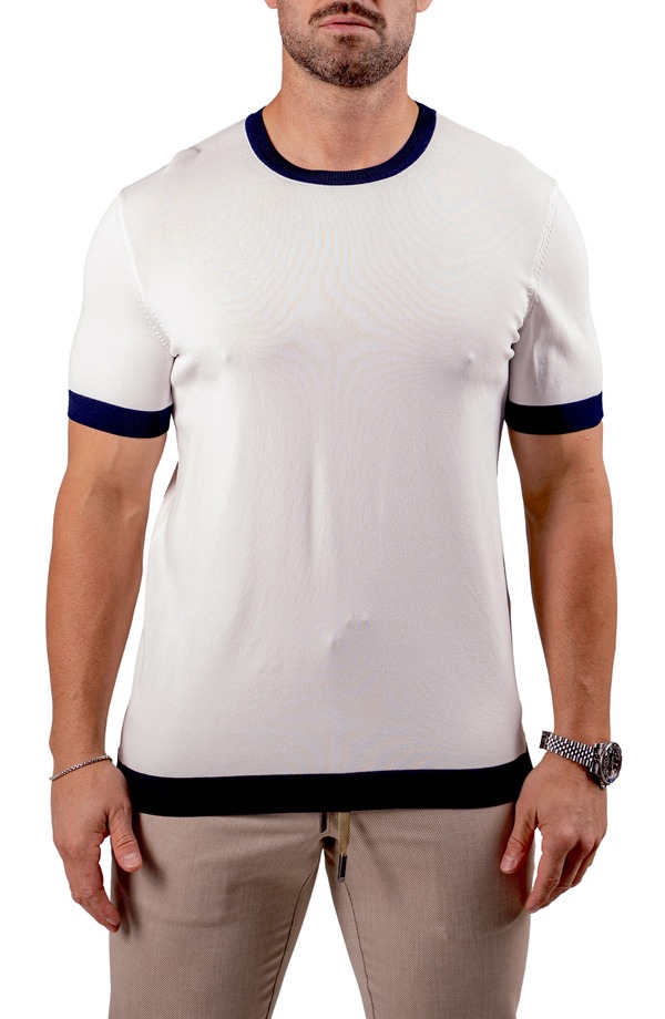 マセオ メンズ アウター パーカー・スウェット セーター Maceoo Short Sleeve Sweater White ホワイト