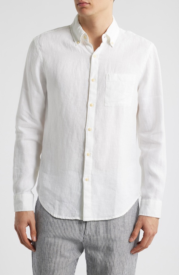 アレックスクレーン メンズ トップス シャツ ダウン リネン ALEX CRANE Playa Linen Button-Down Shirt Snow