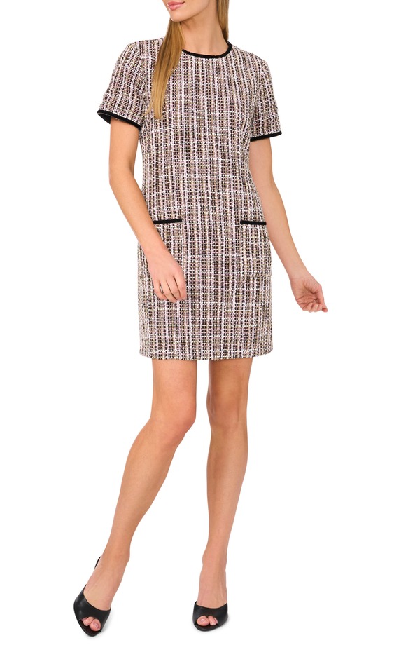 セセ レディース トップス ワンピース ツイード CeCe Tweed Shift Dress Rich Black ブラック｜ReVida 店