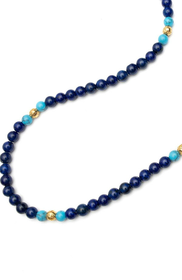 ナイアヤラ メンズ アクセサリー ネックレス・チョーカー レース Nialaya Stone Beaded Necklace Blue Lapis / Turquoise / Gold ブルー|ReVida 店