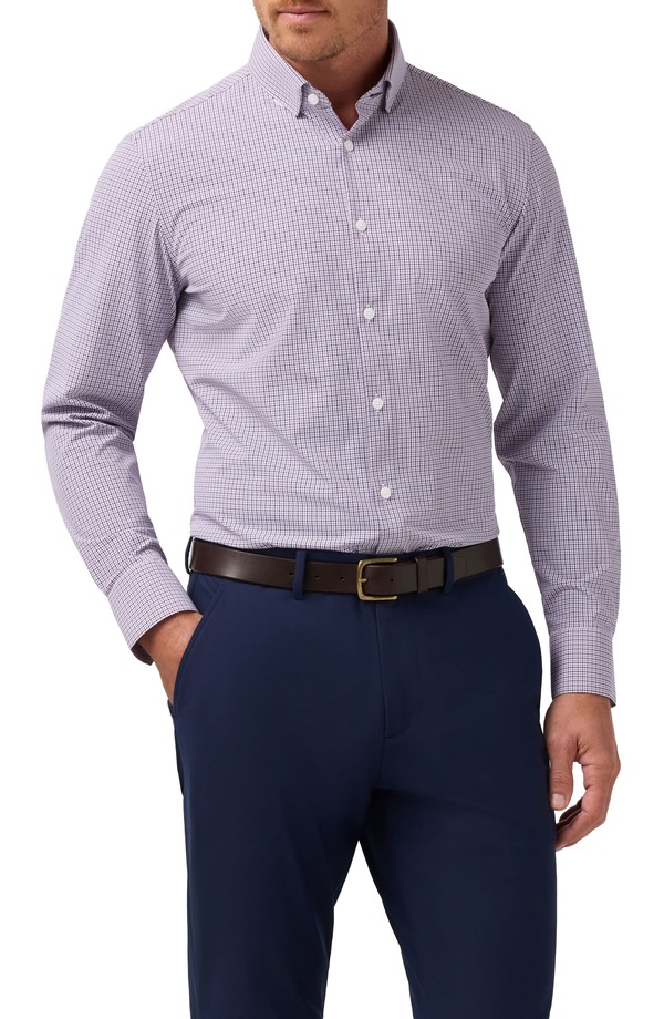 ミズンメイン メンズ トップス シャツ Mizzen+Main Leeward Trim Fit Plaid Performance Button-Up Shirt Purple Dusk Sam Plaid パープル