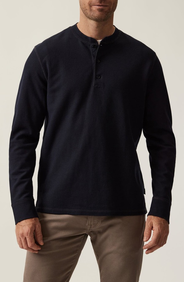 ３４ヘリテージ メンズ トップス シャツ コットン 34 Heritage Long Sleeve Pima Cotton Blend Henley Navy ネイビー