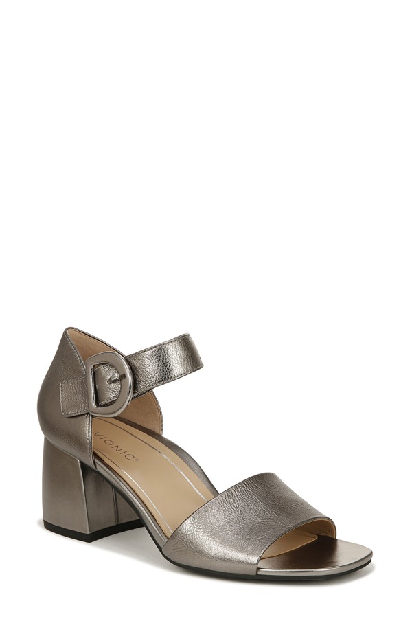 バイオニック レディース シューズ 踵 サンダル Vionichardonnay Block Heel Sandal Pewter ピューター