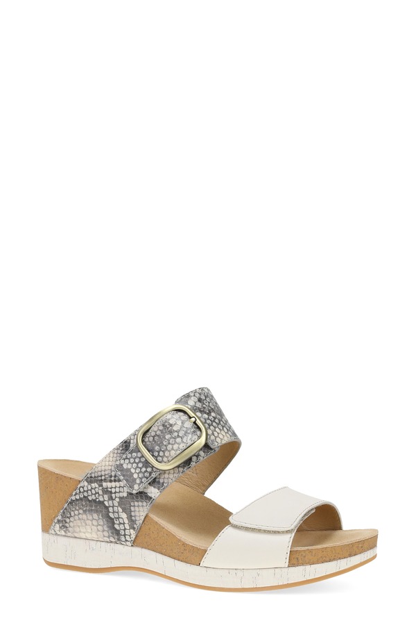 ダンスコ レディース シューズ ヒール プラットフォーム サンダル Dansko Shannon Platform Wedge Slide Sandal Snake/Ivory Leather アイボリー