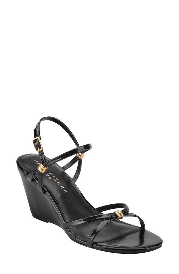 目じるし・フィッシャー レディース シューズ 踵 サンダル Marc Fisher LTD Faithy Slingback Wedge Sandal Black 黒いこと
