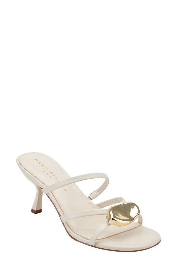 目じるし・フィッシャー レディース シューズ 踵 サンダル Marc Fisher LTD Natesa Strappy Kitten Heel Sandal Ivory 象牙色