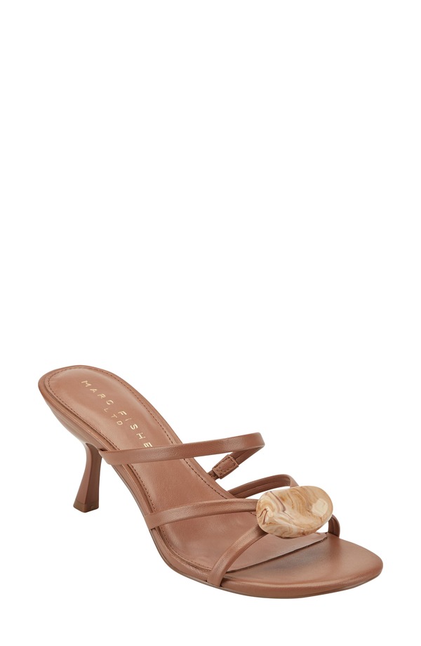 目じるし・フィッシャー レディース シューズ 踵 サンダル Marc Fisher LTD Natesa Strappy Kitten Heel Sandal Medium Brown 赤銅色