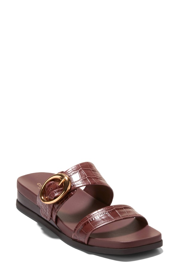 電話を掛けるハーン レディース シューズ 踵 サンダル Cole Haan Oaklynn Wedge Sandal Mahogany Croc Print Leather