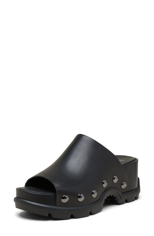 ソレル レディース シューズ ヒール プラットフォーム サンダル SOREL Roam'n Slide Platform Sandal Black/ Black ブラック｜ReVida 店