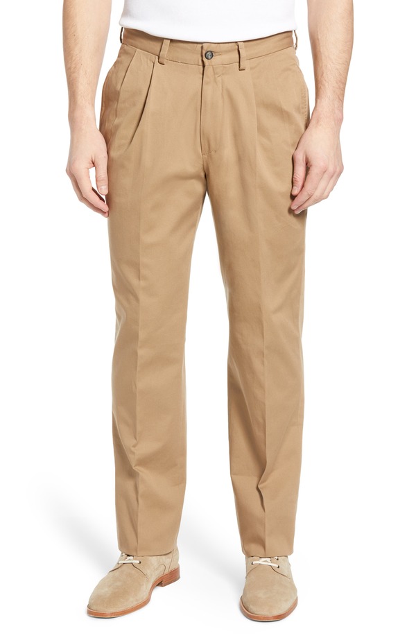 ベール メンズ ボトムス カジュアルパンツ プリーツ Berle Charleston Khakis Pleated Chino Pants British Tan タン｜ReVida 店