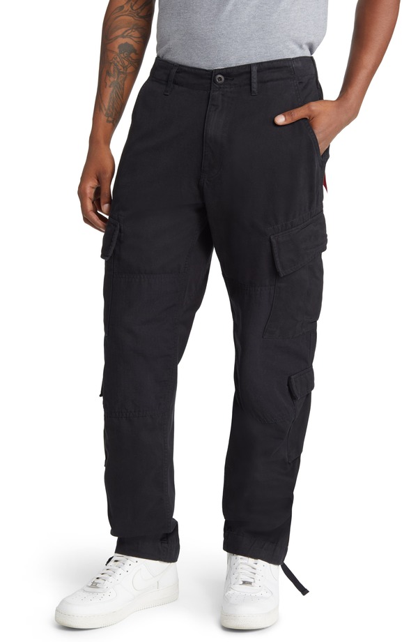 アルファインダストリーズ メンズ ボトムス 心地よいズボン下 引っ切り無い カーゴパンツ Alpha Industries ACU Straight Leg Cargo Pants Black 黒いこと