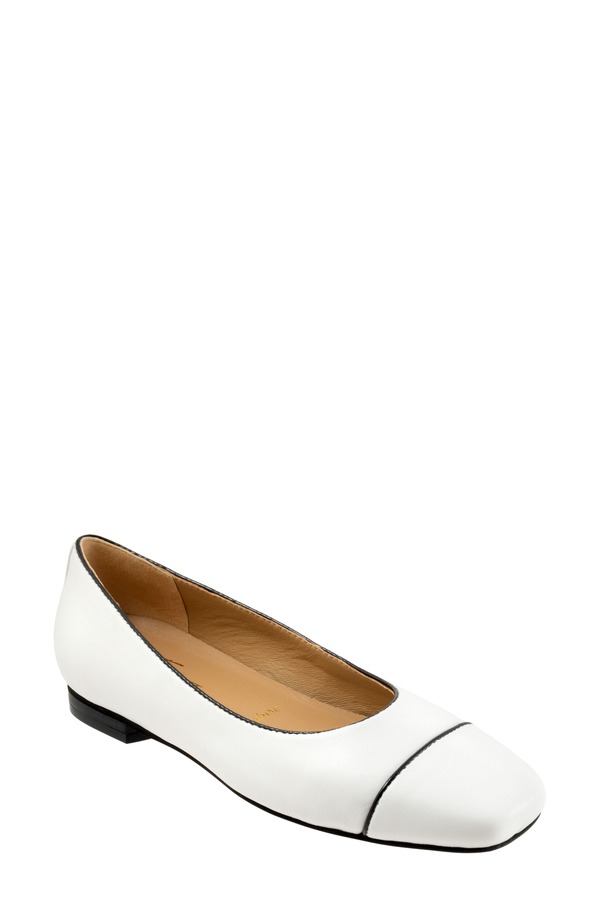 トロッターズ レディース シューズ パンプス キャップ Trotters Harbor Cap Toe Flat White ホワイト|ReVida 店