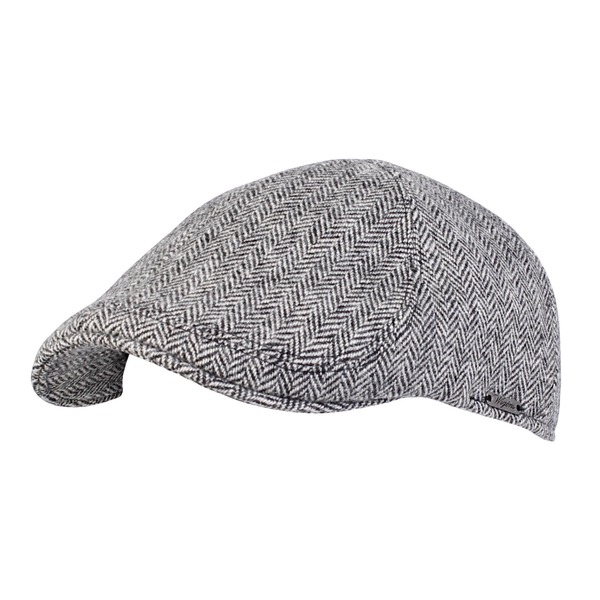 ウィゲンズ メンズ アクセサリー 帽子 キャップ Wigens Men's Herringbone Shetland Pub Cap with Curved Peak Gray グレー|ReVida 店