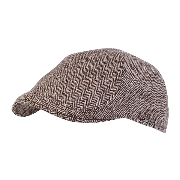 ウィゲンズ メンズ アクセサリー 帽子 キャップ Wigens Men's Herringbone Shetland Pub Cap with Curved Peak Light Brown ブラウン｜ReVida 店 47,800円