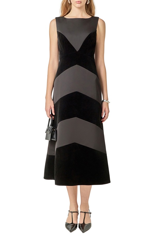 イングリッシュファクトリー レディース トップス ワンピース A ライン ベルベット サテン English Factory Velvet & Satin A-Line Dress Black ブラック｜ReVida 店