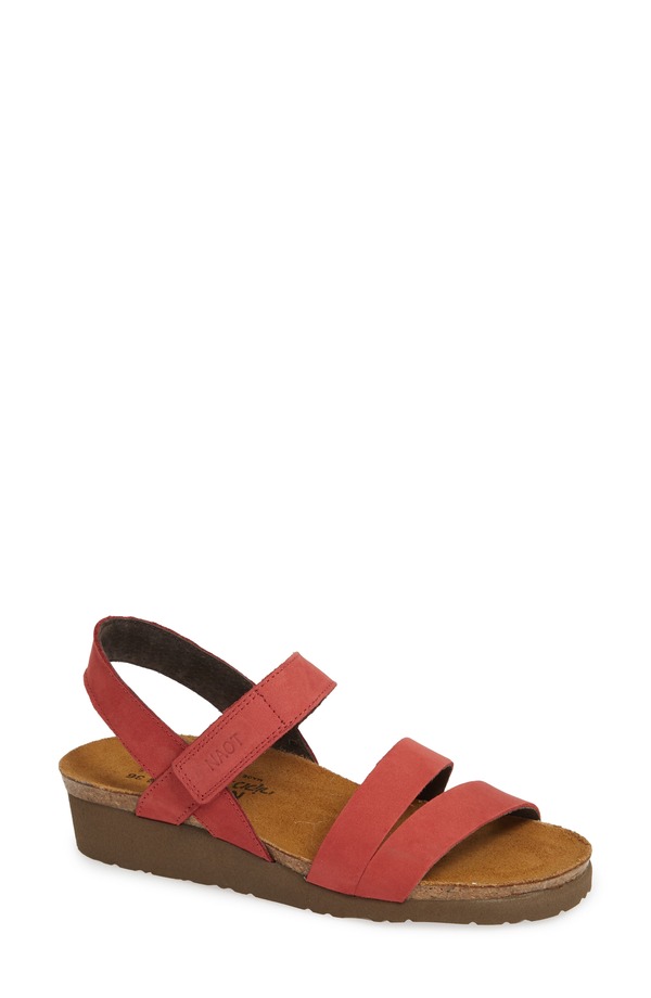 ナオト レディース シューズ 踵 サンダル Naot \u0027Kayla\u0027 Sandal Brick Red Nubuck Leather 赤いこと