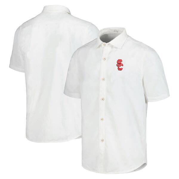 トッミーバハマ メンズ トップス シャツ Men's Tommy Bahama White USC Trojans Coconut Point Palm Vista IslandZone Camp Button-Up Shirt White ホワイト｜ReVida 店 31,070円
