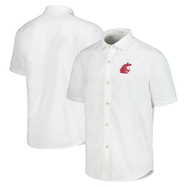 トッミーバハマ メンズ トップス シャツ Men Tommy Bahama White Washington State Cougars Coconut Point Palm Vista IslandZone Camp Button-Up Shirt White ホワイト