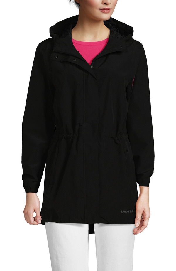 ランズ挙げ句の果て レディース アウター 上衣・上衣 厚地の外套 Lands\u0027 End Squall Packable Waterproof Raincoat Black 黒いこと