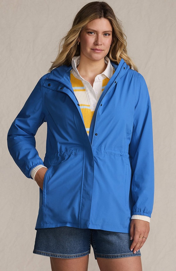 ランズエンド レディース アウター ジャケット・ブルゾン コート Lands' End Squall Packable Waterproof Raincoat Muted Cobalt Blue ブルー