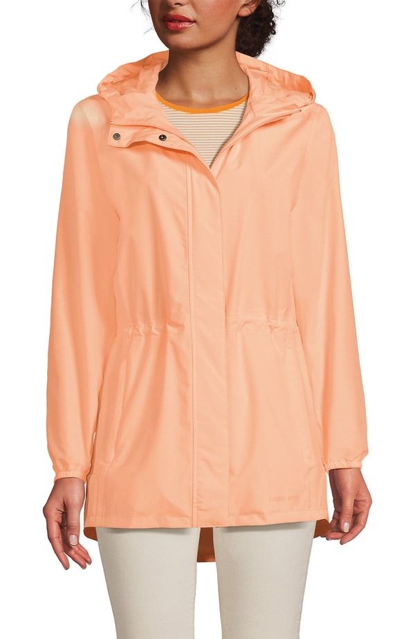 ランズ挙げ句の果て レディース アウター 上衣・上衣 厚地の外套 Lands\u0027 End Squall Packable Waterproof Raincoat Peach Sorbet 桃