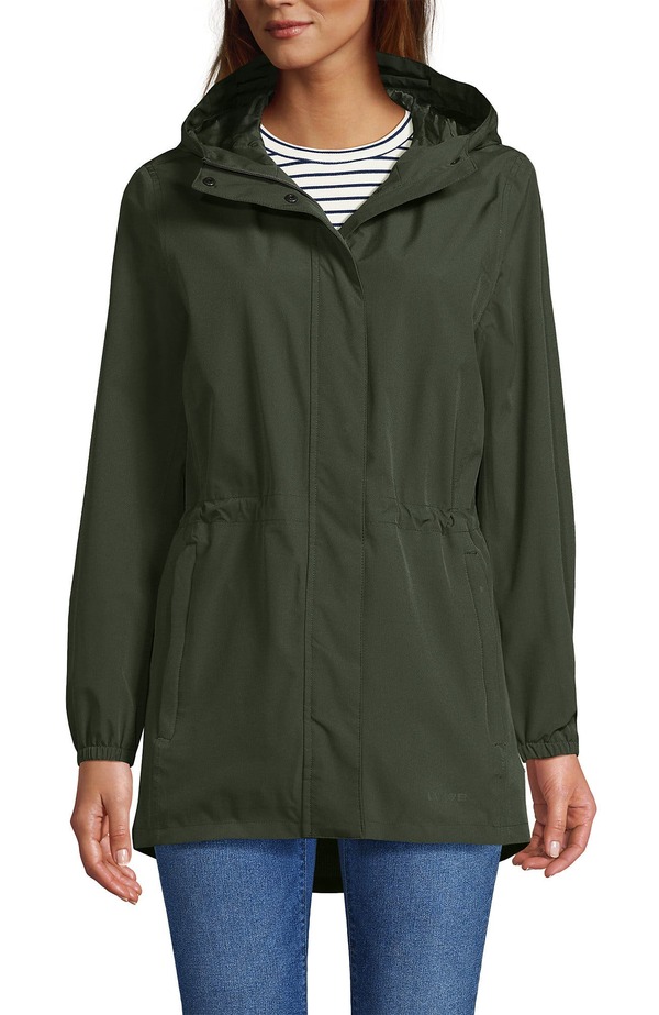 ランズ挙げ句の果て レディース アウター 上衣・上衣 厚地の外套 Lands\u0027 End Squall Packable Waterproof Raincoat Rich Olive Green 緑であること