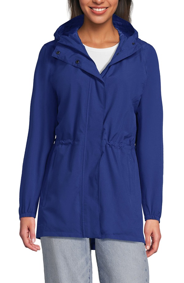 ランズ挙げ句の果て レディース アウター 上衣・上衣 厚地の外套 Lands\u0027 End Squall Packable Waterproof Raincoat Sapphire サファイア