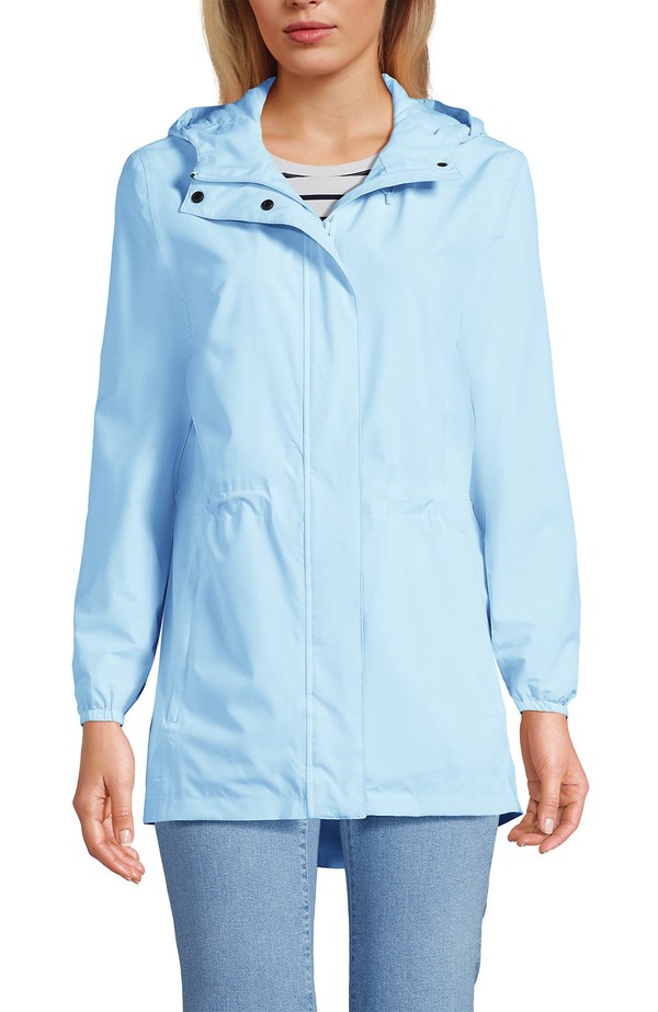 ランズ挙げ句の果て レディース アウター 上衣・上衣 厚地の外套 Lands\u0027 End Squall Packable Waterproof Raincoat Subtle Blue 青み