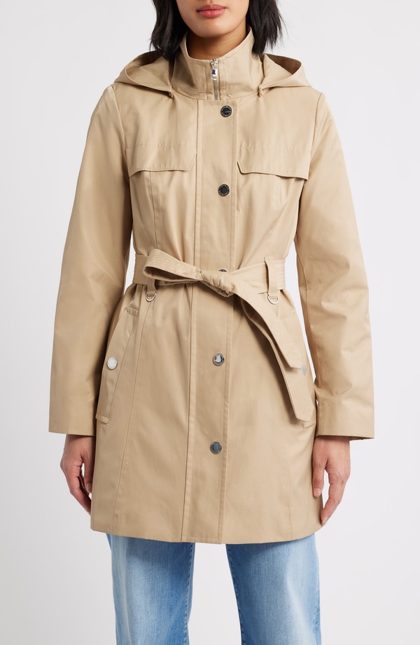 ロンドンフォグ レディース アウター 上衣・上衣 綿織物 厚地の外套 London Fog Belted Cotton Blend Coat Stone 石ころ