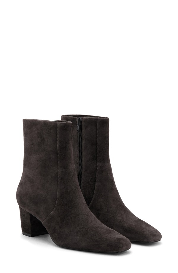 マンゴ レディース シューズ ブーツ・レインブーツ スエードクロス アンクル 踵 MANGO Suede Block Heel Ankle Boot Dark Heather Grey 薄墨色