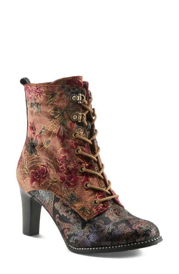 発条足取り レディース シューズ ブーツ・レインブーツ スピード競技 L\u0027Artiste by Spring Step Stellar Lace-Up Boot Brown Multi 赤銅色