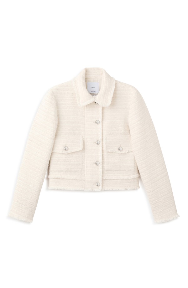 マンゴ レディース アウター 上衣・上衣 ツィード MANGO Tweed Jacket Ecru エクリュ