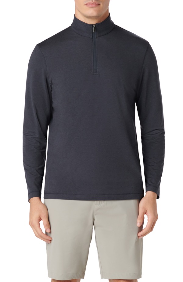 ブガッチ メンズ アウター パーカー・スウェット ハーフジップ Bugatchi Quarter Ziperformance Pullover Black ブラック｜ReVida 店